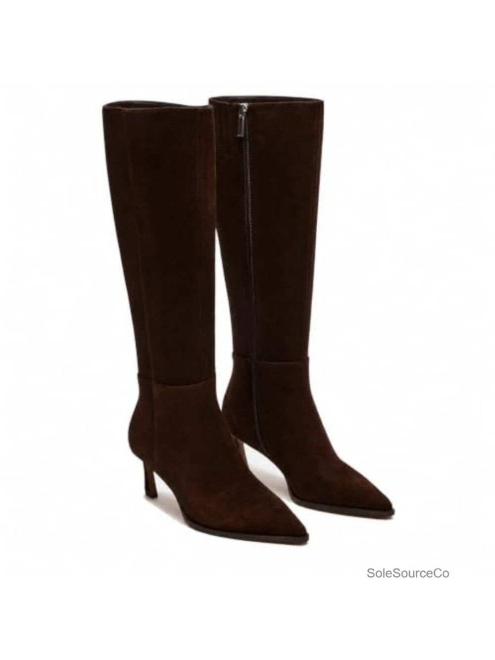 Knee High Leather Boots Stiletto Kitten Heeled Pointed Toe Side Zipper Dress